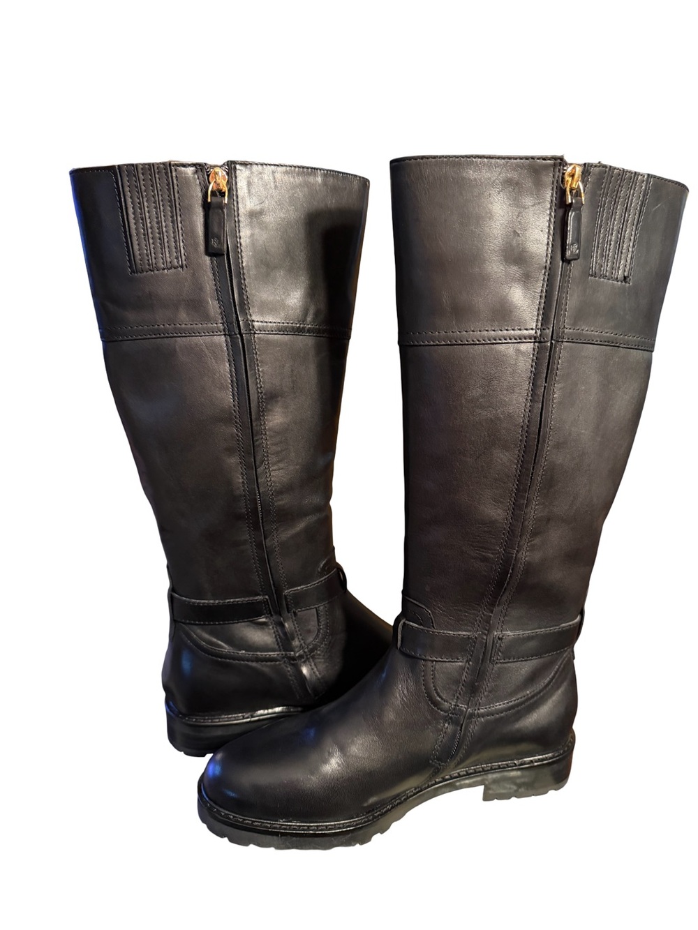 Lauren Ralph Lauren NWT Sz 8.5 Everly Black Leather Wide Calf Riding Boot (476) - Picture 5 of 12